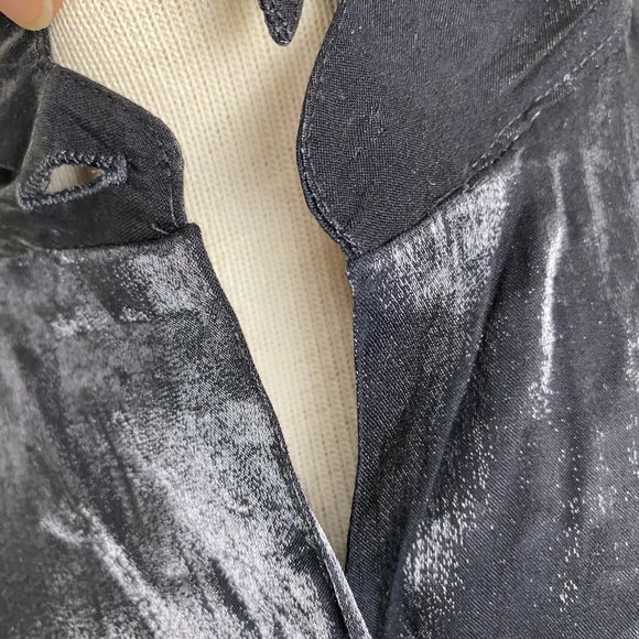 Vintage Alice Stuart Pewter Metallic Button Up S - Picture 3 of 7